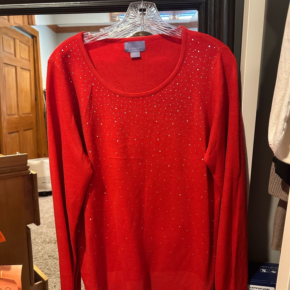 Laura Scott Vibrant Red Knit Top